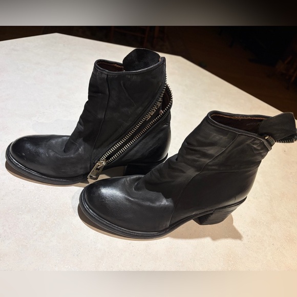 A.S. 98 Handmade Italian Black Leather Ankle Boots / Artisan Side Zip - Picture 4 of 10